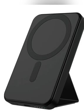 Magnetic Wireless Charging Power Bank With Stand - Black